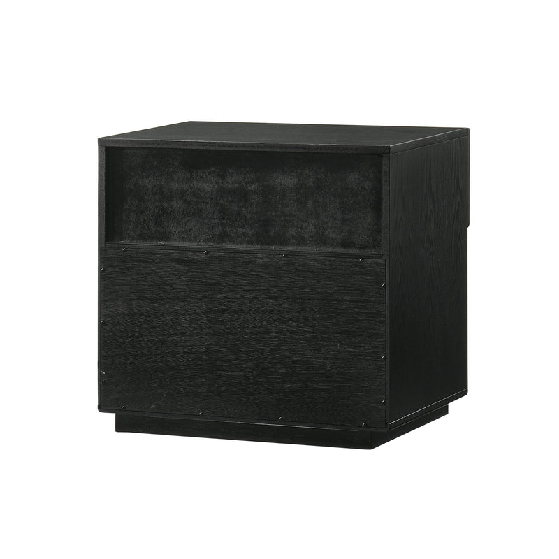 Petra 1 Drawer Wood Nightstand in Black Finish - Furniture City (CA)l