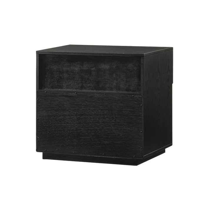 Petra 1 Drawer Wood Nightstand in Black Finish