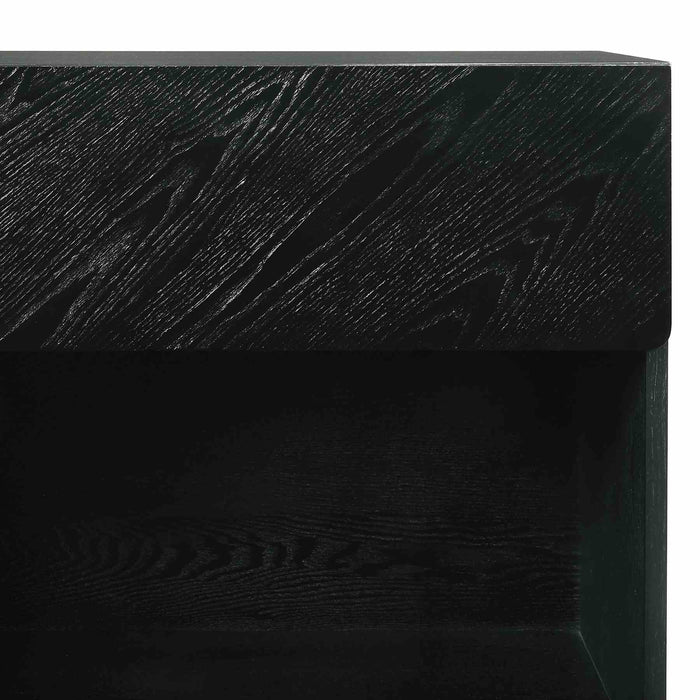 Petra 1 Drawer Wood Nightstand in Black Finish