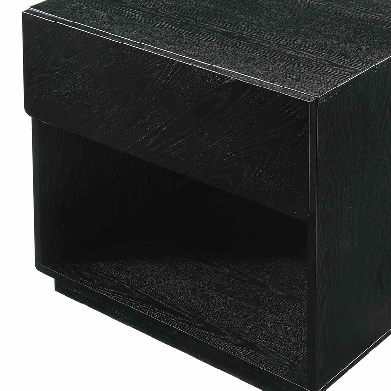 Petra 1 Drawer Wood Nightstand in Black Finish - Furniture City (CA)l