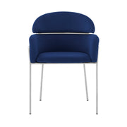 Portia Blue Velvet and Brushed Stainless Steel Dining Room Chairs - Set of 2 - Furniture City (CA)l