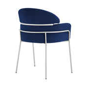 Portia Blue Velvet and Brushed Stainless Steel Dining Room Chairs - Set of 2 - Furniture City (CA)l