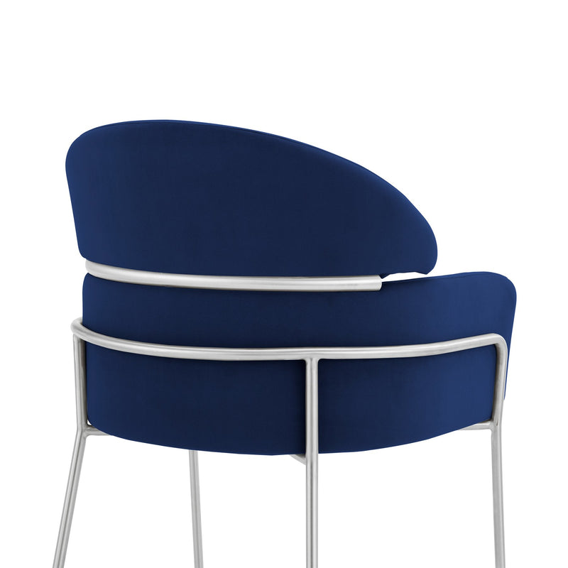 Portia Blue Velvet and Brushed Stainless Steel Dining Room Chairs - Set of 2 - Furniture City (CA)l