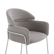 Portia Gray Velvet and Brushed Stainless Steel Dining Room Chairs - Set of 2 - Furniture City (CA)l