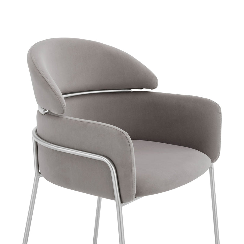 Portia Gray Velvet and Brushed Stainless Steel Dining Room Chairs - Set of 2 - Furniture City (CA)l