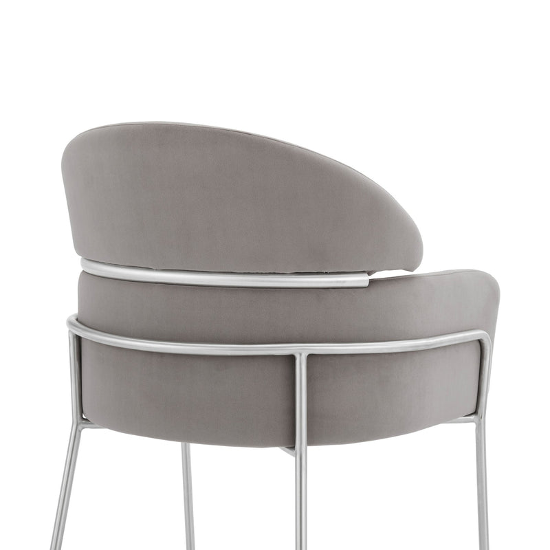 Portia Gray Velvet and Brushed Stainless Steel Dining Room Chairs - Set of 2 - Furniture City (CA)l