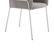 Portia Gray Velvet and Brushed Stainless Steel Dining Room Chairs - Set of 2 - Furniture City (CA)l