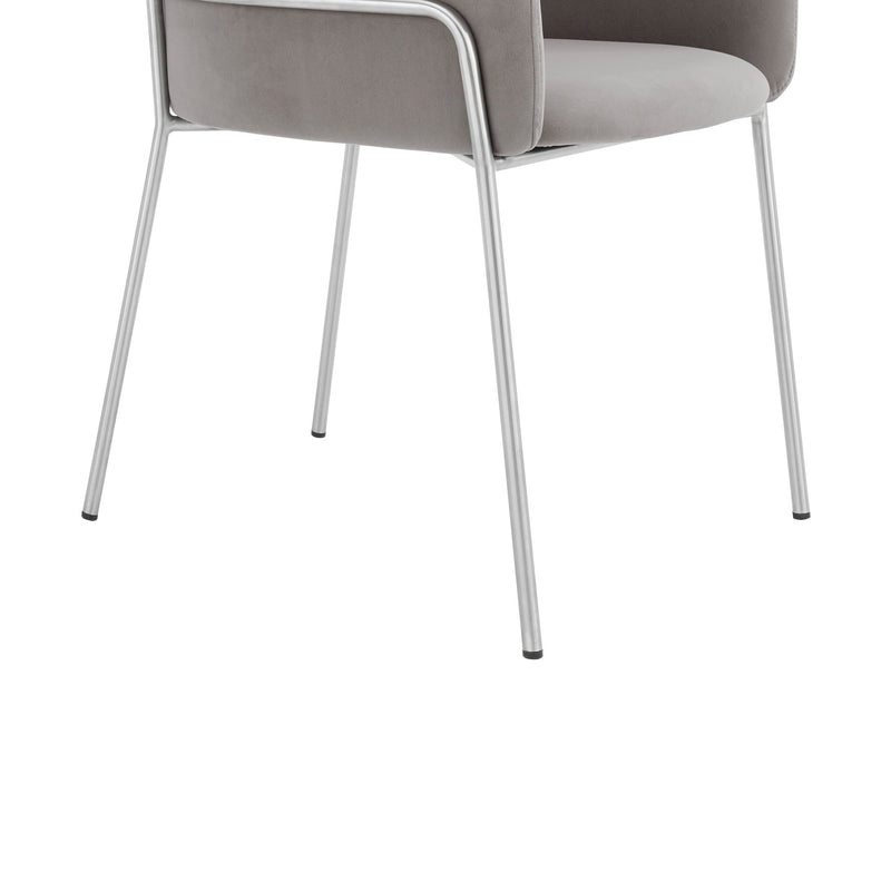 Portia Gray Velvet and Brushed Stainless Steel Dining Room Chairs - Set of 2 - Furniture City (CA)l