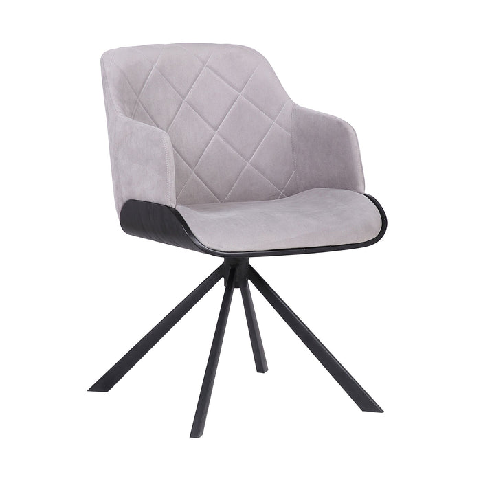 Puma Contemporary Dining Chair in Black Powder Coated Finish with Gray Velvet and Black Brushed Wood Finish