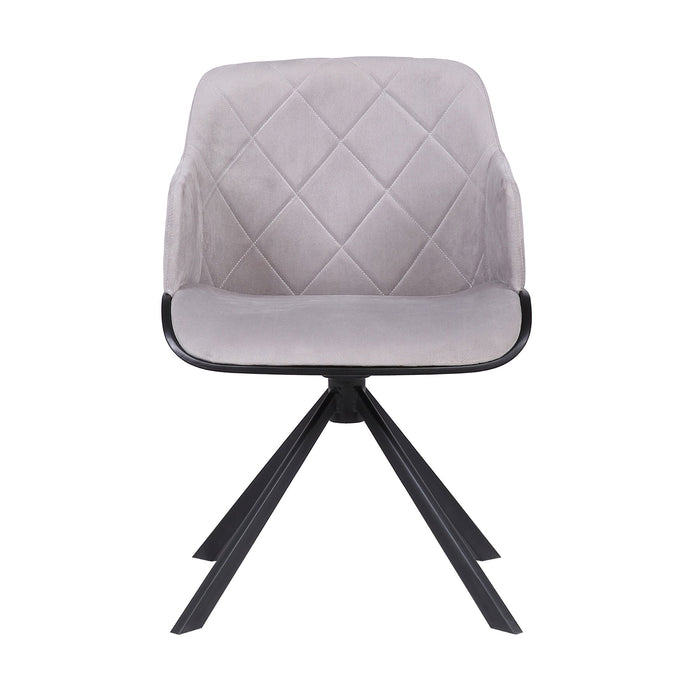 Puma Contemporary Dining Chair in Black Powder Coated Finish with Gray Velvet and Black Brushed Wood Finish