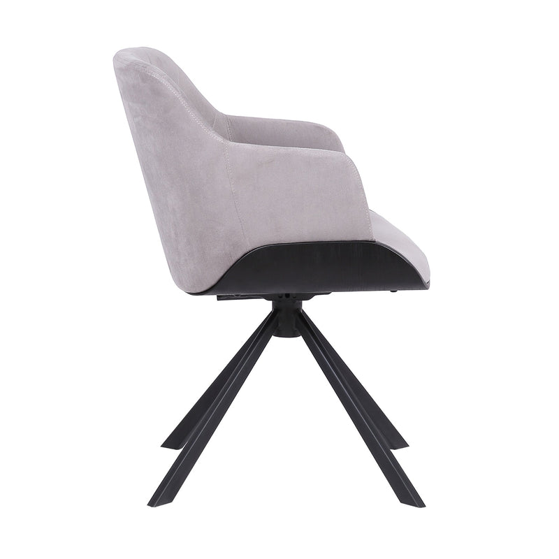 Puma Contemporary Dining Chair in Black Powder Coated Finish with Gray Velvet and Black Brushed Wood Finish - Furniture City (CA)l