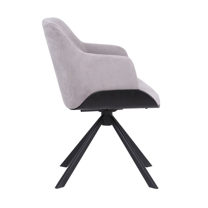 Puma Contemporary Dining Chair in Black Powder Coated Finish with Gray Velvet and Black Brushed Wood Finish