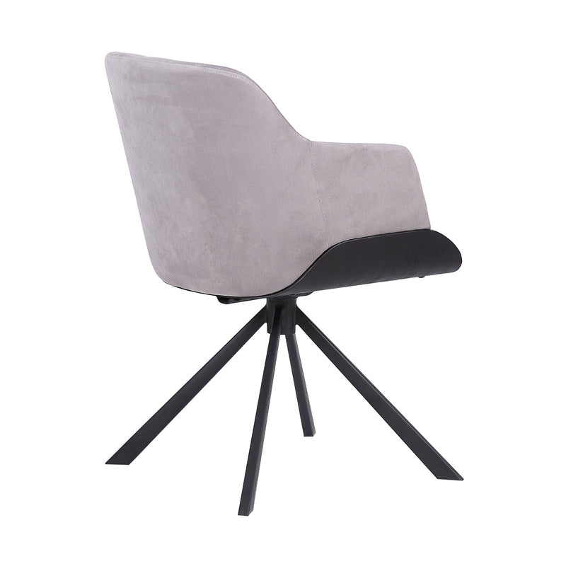 Puma Contemporary Dining Chair in Black Powder Coated Finish with Gray Velvet and Black Brushed Wood Finish - Furniture City (CA)l