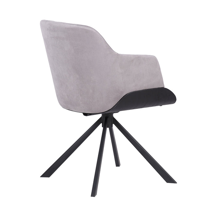 Puma Contemporary Dining Chair in Black Powder Coated Finish with Gray Velvet and Black Brushed Wood Finish