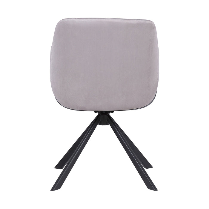 Puma Contemporary Dining Chair in Black Powder Coated Finish with Gray Velvet and Black Brushed Wood Finish