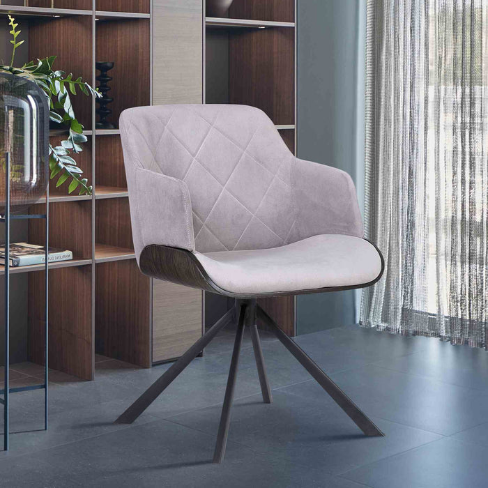 Puma Contemporary Dining Chair in Black Powder Coated Finish with Gray Velvet and Black Brushed Wood Finish