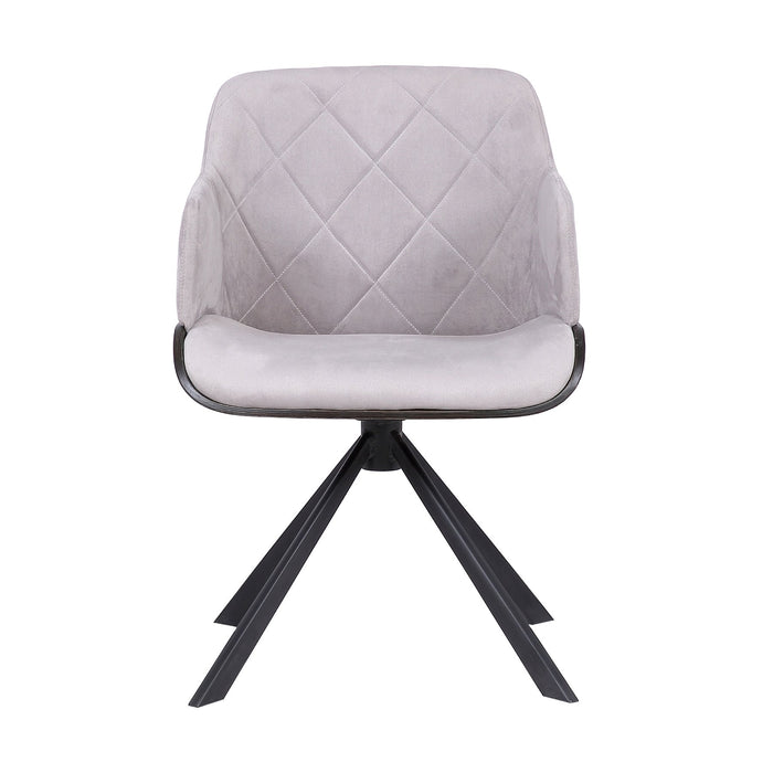 Puma Mid-Century Dining Chair in Black Powder Coated Finish with Gray Velvet and Walnut Glazed Finish