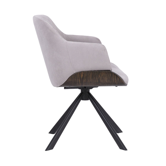 Puma Mid-Century Dining Chair in Black Powder Coated Finish with Gray Velvet and Walnut Glazed Finish
