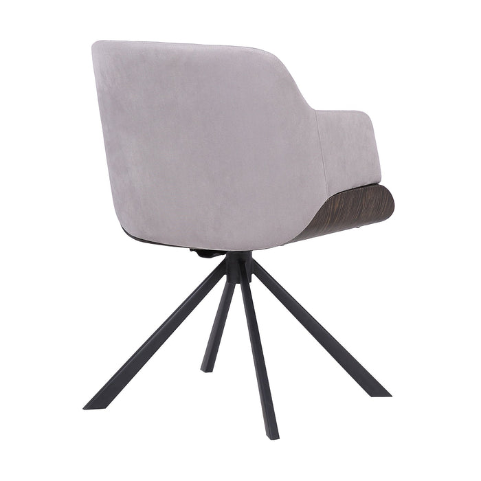 Puma Mid-Century Dining Chair in Black Powder Coated Finish with Gray Velvet and Walnut Glazed Finish