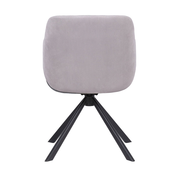 Puma Mid-Century Dining Chair in Black Powder Coated Finish with Gray Velvet and Walnut Glazed Finish