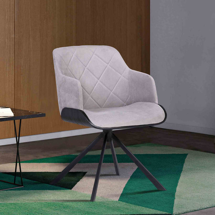 Puma Mid-Century Dining Chair in Black Powder Coated Finish with Gray Velvet and Walnut Glazed Finish