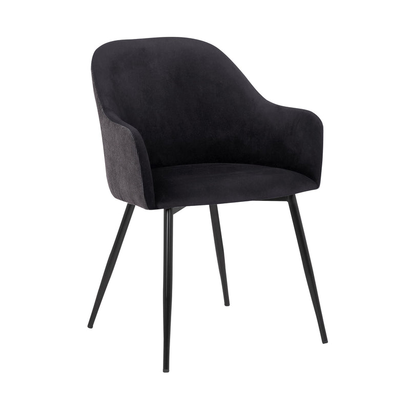 Pixie Black and Dark Gray Fabric Dining Room Chair with Black Metal Legs - Furniture City (CA)l