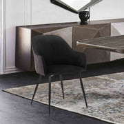 Pixie Black and Dark Gray Fabric Dining Room Chair with Black Metal Legs - Furniture City (CA)l