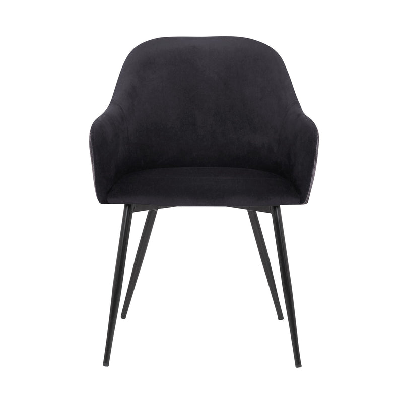 Pixie Black and Dark Gray Fabric Dining Room Chair with Black Metal Legs - Furniture City (CA)l