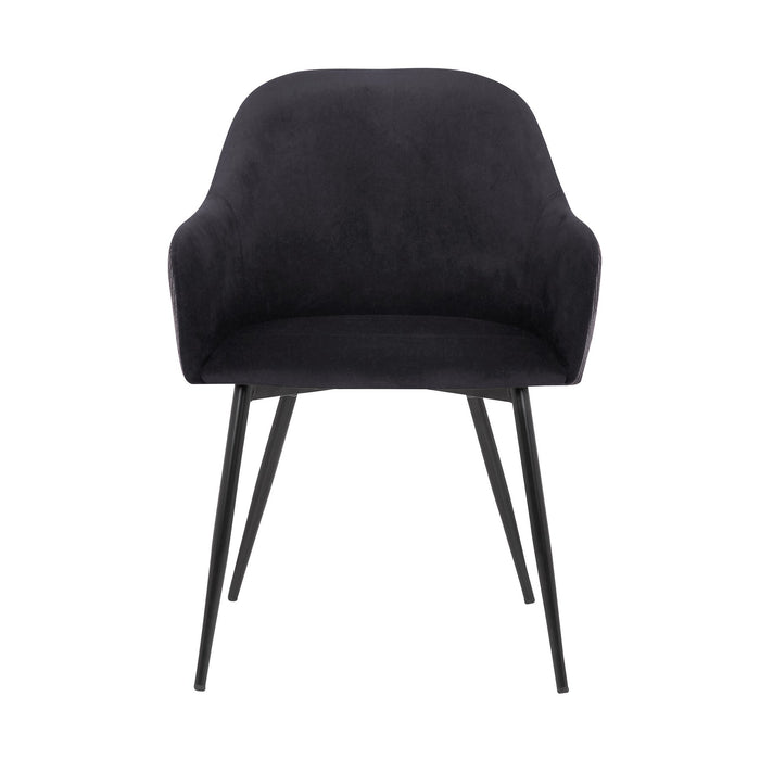 Pixie Black and Dark Gray Fabric Dining Room Chair with Black Metal Legs