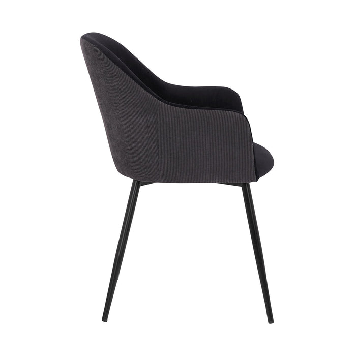 Pixie Black and Dark Gray Fabric Dining Room Chair with Black Metal Legs