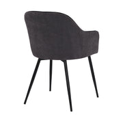 Pixie Black and Dark Gray Fabric Dining Room Chair with Black Metal Legs - Furniture City (CA)l