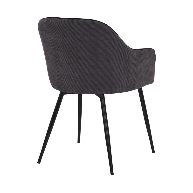 Pixie Black and Dark Gray Fabric Dining Room Chair with Black Metal Legs - Furniture City (CA)l