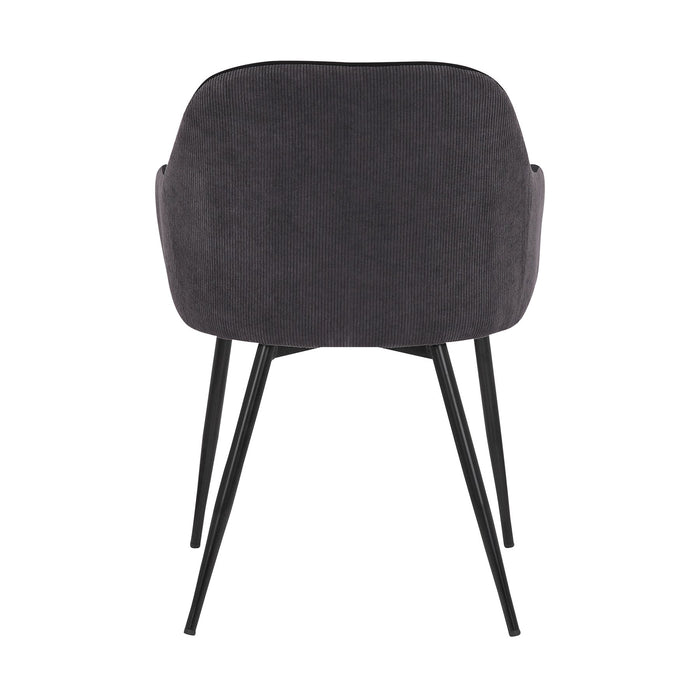 Pixie Black and Dark Gray Fabric Dining Room Chair with Black Metal Legs