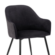 Pixie Black and Dark Gray Fabric Dining Room Chair with Black Metal Legs - Furniture City (CA)l