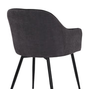 Pixie Black and Dark Gray Fabric Dining Room Chair with Black Metal Legs - Furniture City (CA)l