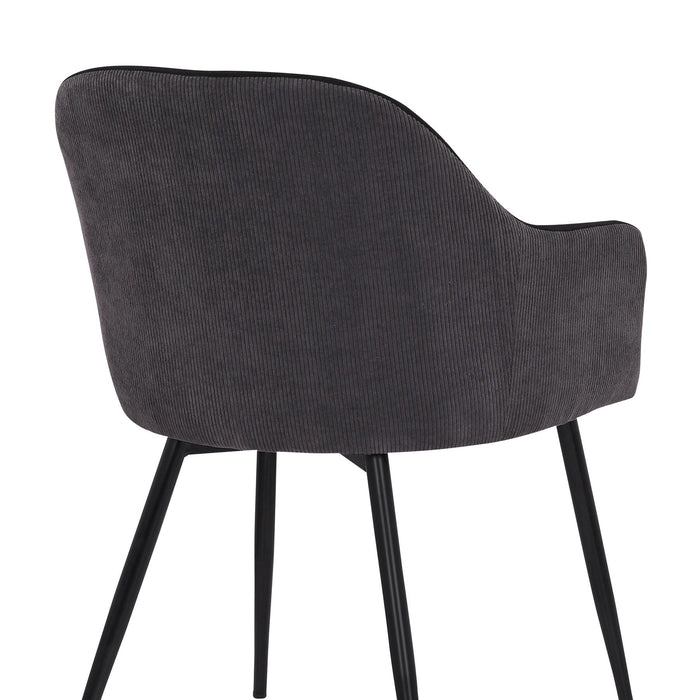 Pixie Black and Dark Gray Fabric Dining Room Chair with Black Metal Legs