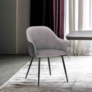 Pixie Dark Gray and Black Fabric Dining Room Chair with Black Metal Legs - Furniture City (CA)l