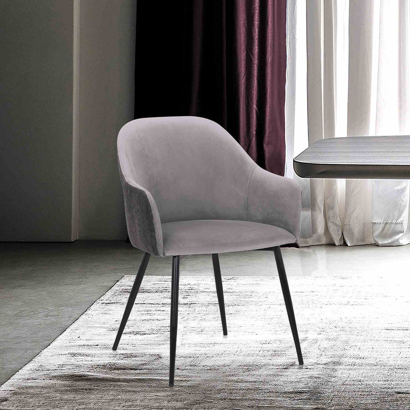 Pixie Dark Gray and Black Fabric Dining Room Chair with Black Metal Legs - Furniture City (CA)l