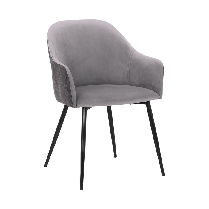 Pixie Dark Gray and Black Fabric Dining Room Chair with Black Metal Legs