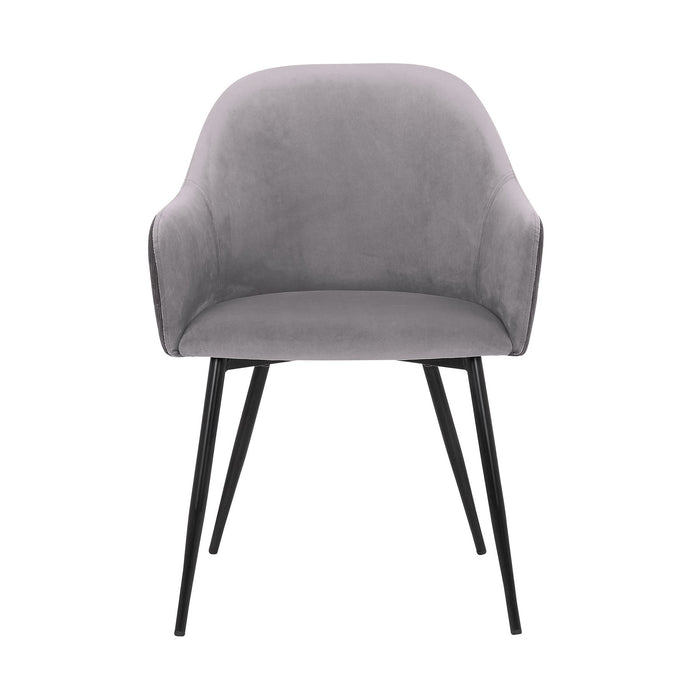 Pixie Dark Gray and Black Fabric Dining Room Chair with Black Metal Legs