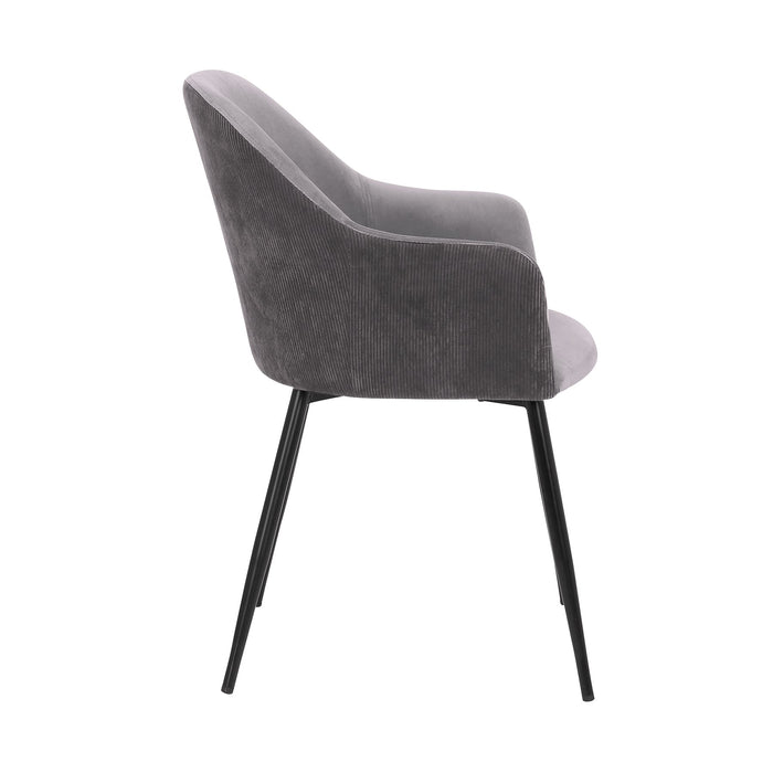 Pixie Dark Gray and Black Fabric Dining Room Chair with Black Metal Legs
