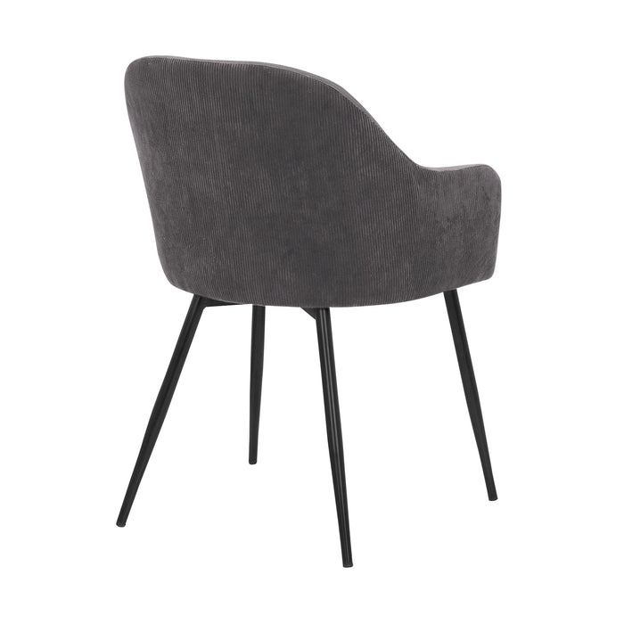 Pixie Dark Gray and Black Fabric Dining Room Chair with Black Metal Legs