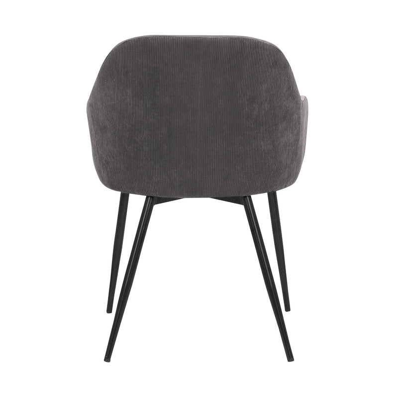 Pixie Dark Gray and Black Fabric Dining Room Chair with Black Metal Legs - Furniture City (CA)l