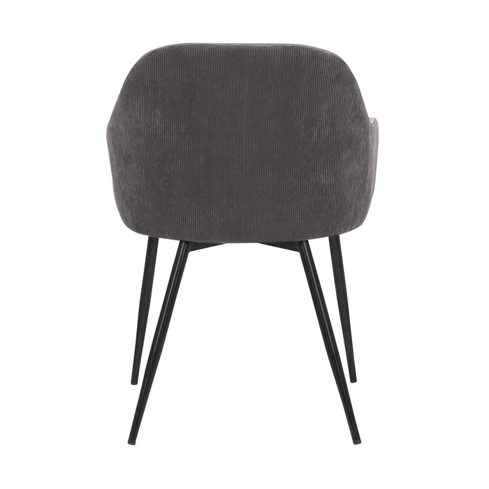 Pixie Dark Gray and Black Fabric Dining Room Chair with Black Metal Legs