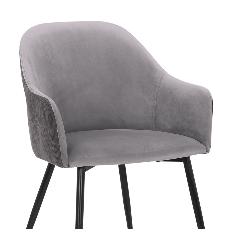 Pixie Dark Gray and Black Fabric Dining Room Chair with Black Metal Legs - Furniture City (CA)l