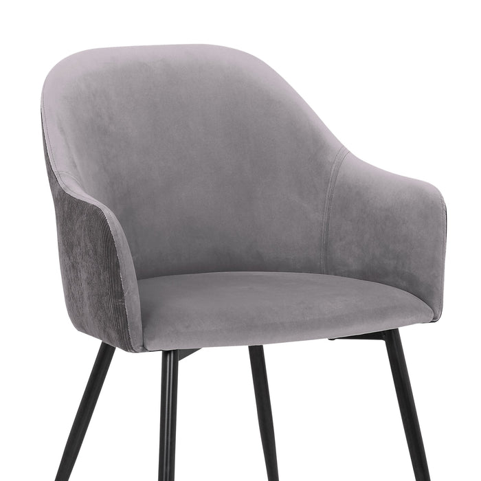 Pixie Dark Gray and Black Fabric Dining Room Chair with Black Metal Legs