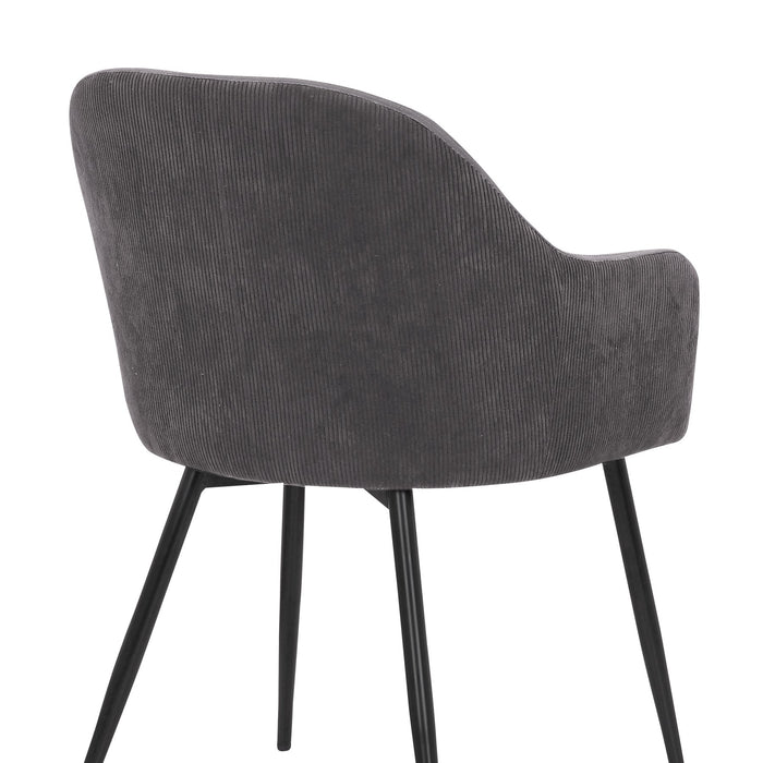 Pixie Dark Gray and Black Fabric Dining Room Chair with Black Metal Legs