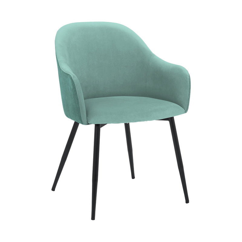 Pixie Two Tone Teal Fabric Dining Room Chair with Black Metal Legs - Furniture City (CA)l