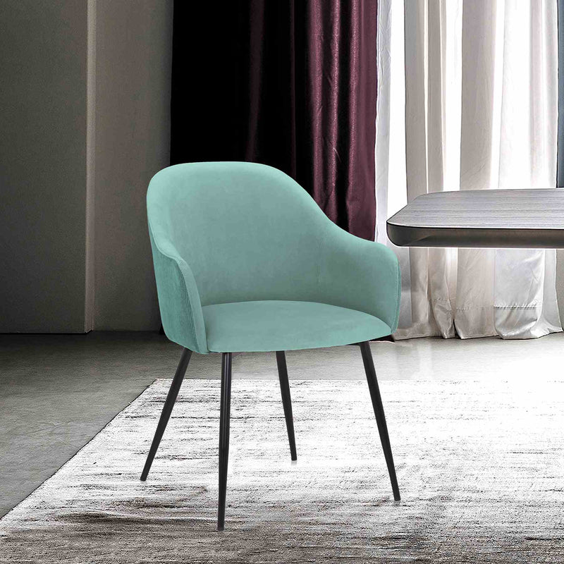 Pixie Two Tone Teal Fabric Dining Room Chair with Black Metal Legs - Furniture City (CA)l