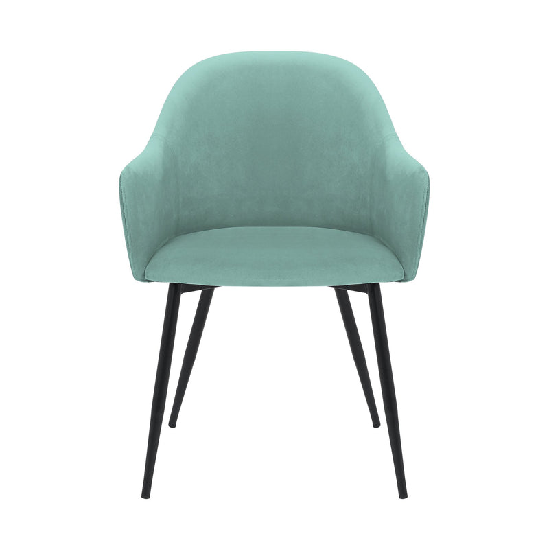 Pixie Two Tone Teal Fabric Dining Room Chair with Black Metal Legs - Furniture City (CA)l